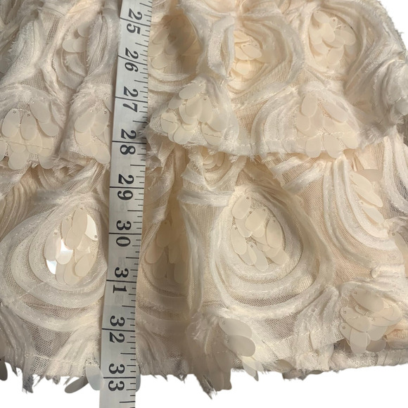 Lulu's Dress NWT Sz Small Worth The Wait Iridescent Cream Sequined Tier Ruffled - Picture 9 of 9